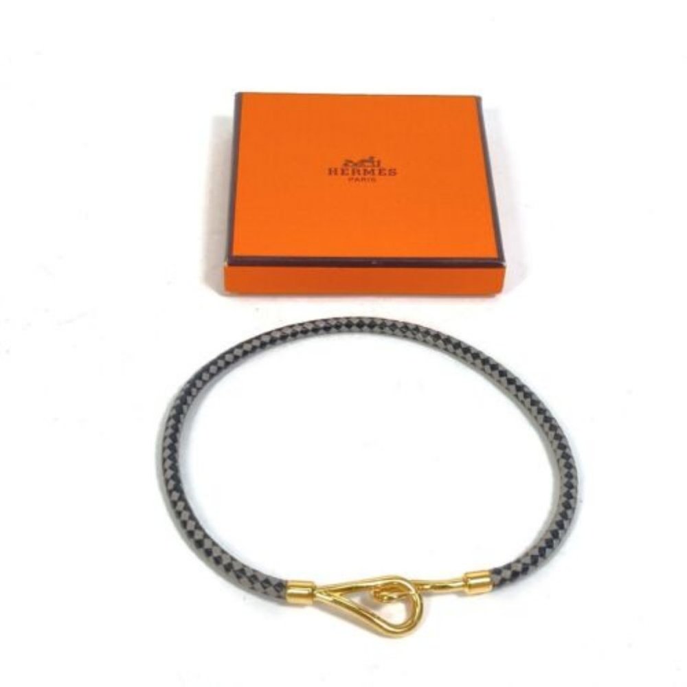 HERMES Accessories Jumbo Bracelet Accessory Bracelet Leather Black / Gray